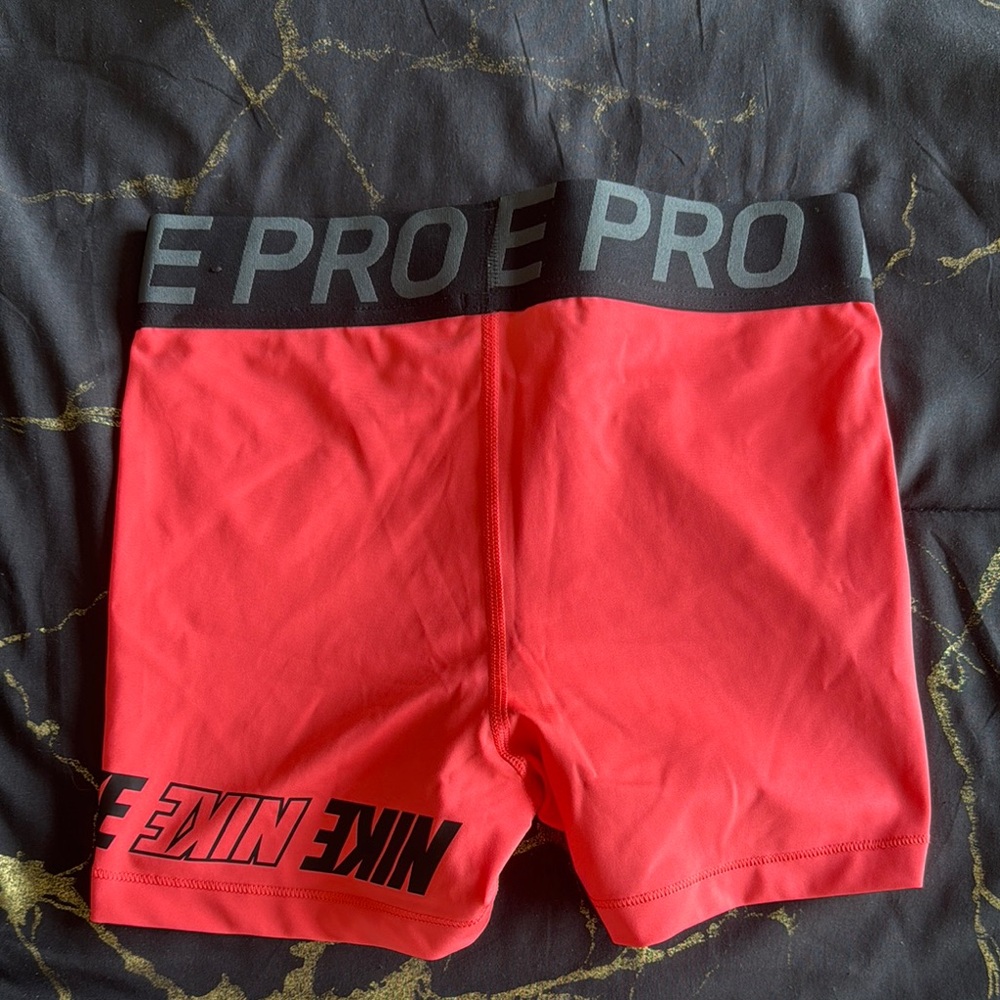 Nike Red Athletic Shorts with Compression Fit - Picture 2 of 3
